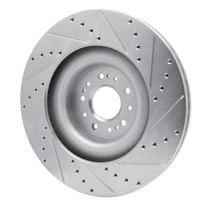 Genesis G90 Brake Rotor (1) - Front Left - R1 Concepts - Drilled & Slotted - Silver - `17-`22